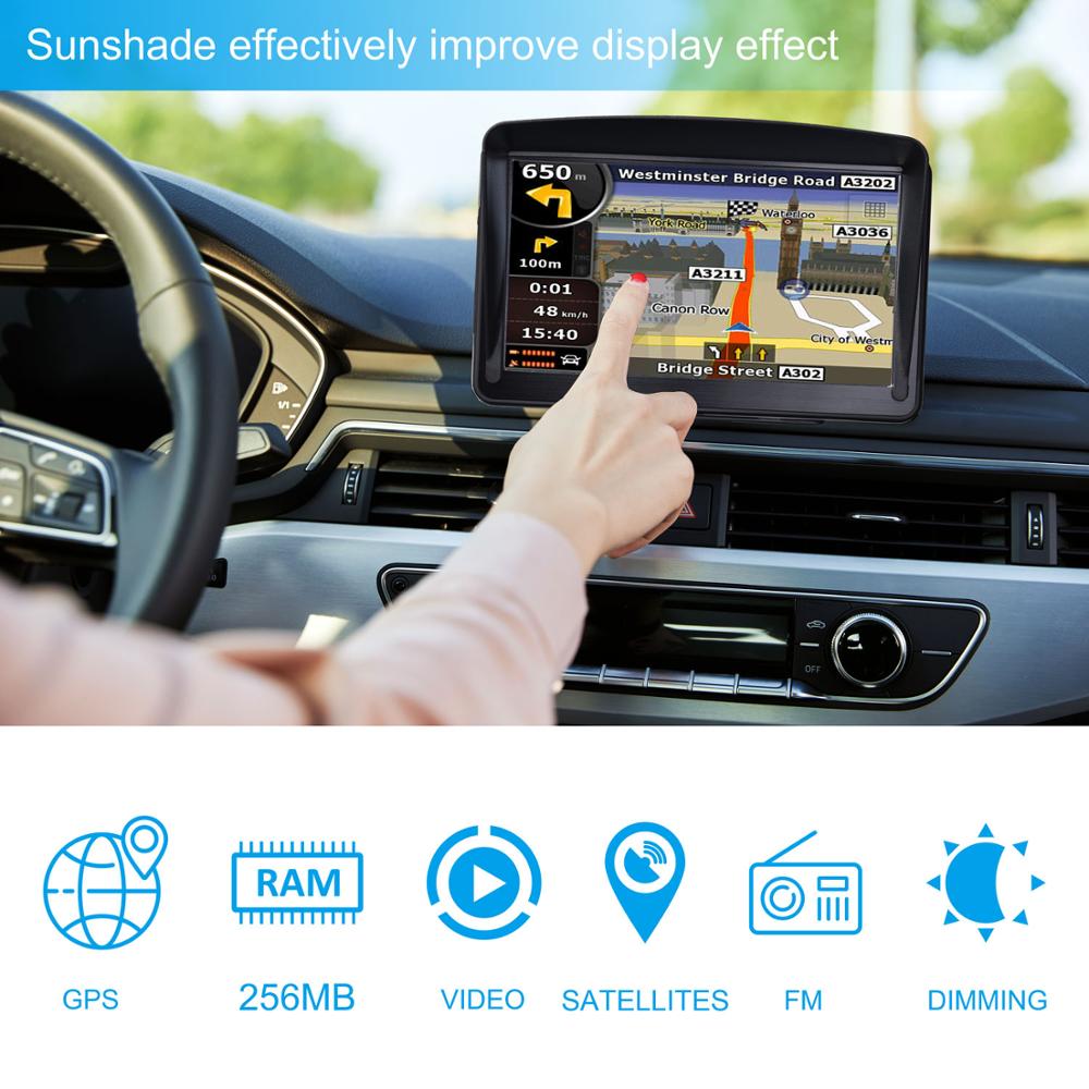 7 Inch Gps Navigator Portable Navigator 8GB-256MB+Sunshade