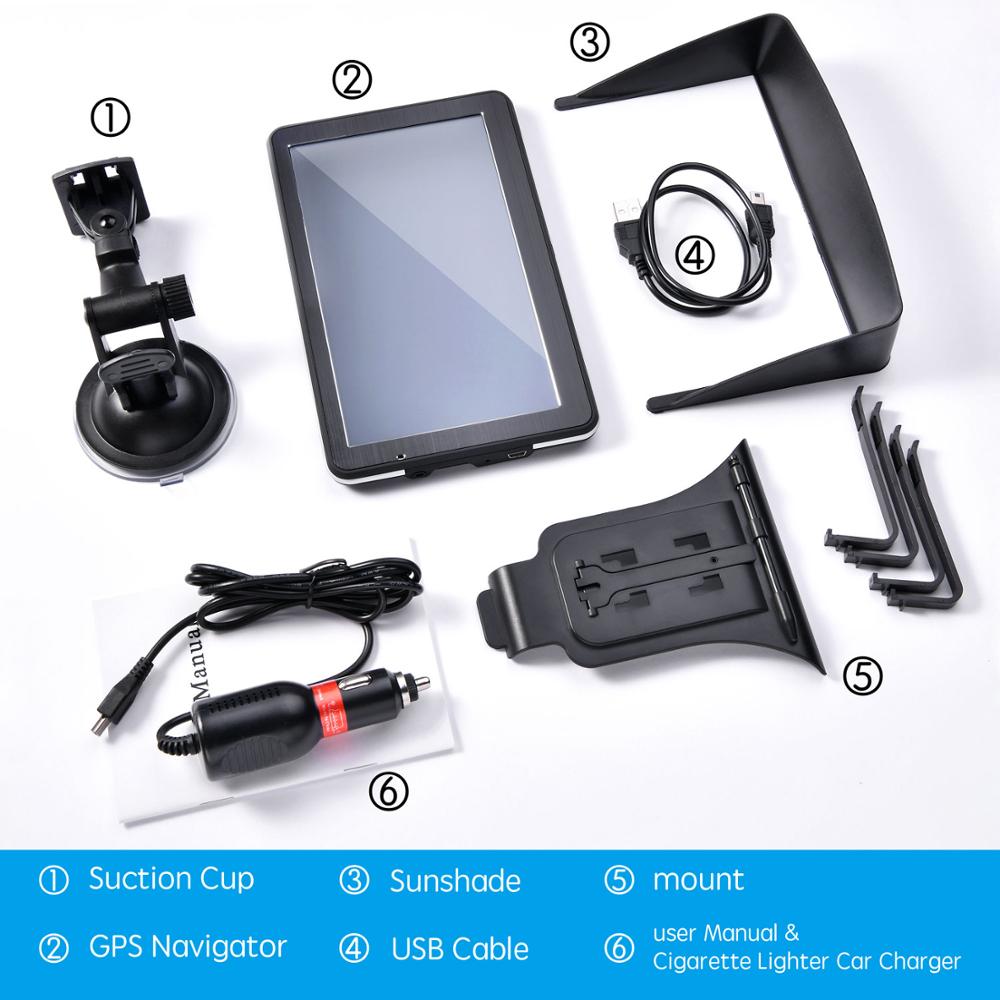 7 Inch Gps Navigator Portable Navigator 8GB-256MB+Sunshade