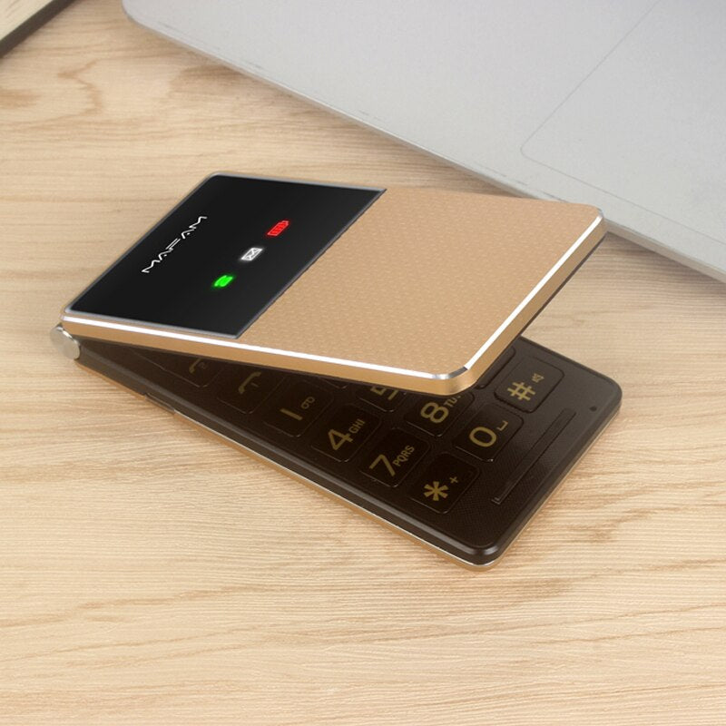 Extra Slim Light Old Man Flip Cellphone Dual Display Fast Dial Large Key Black List No FM Folder Senior Mobile Phone