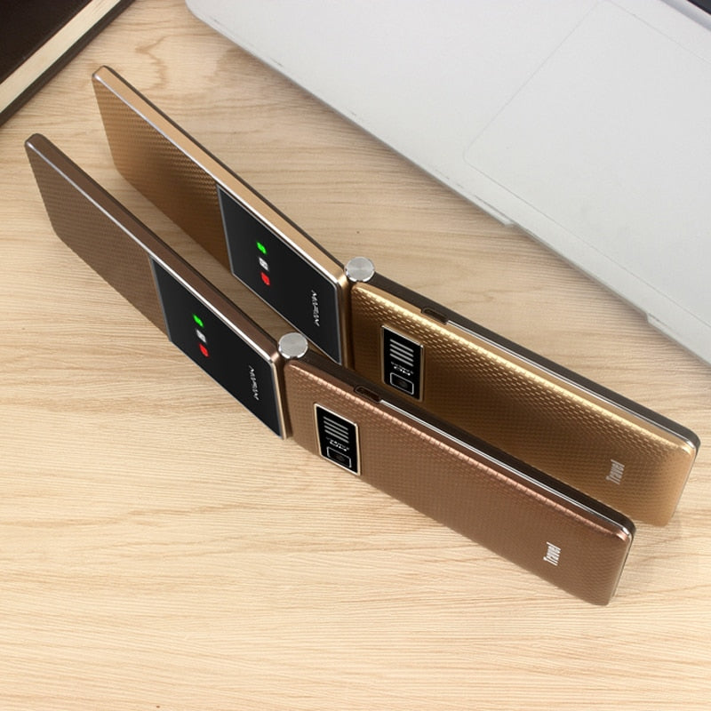 Extra Slim Light Old Man Flip Cellphone Dual Display Fast Dial Large Key Black List No FM Folder Senior Mobile Phone
