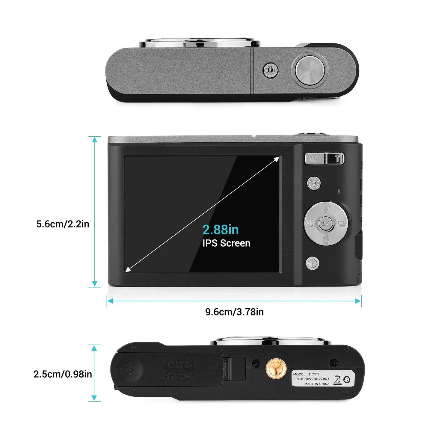 44MP 2.7K 2.88inch IPS Screen 16X Zoom Face Detection Built-in Mini Digital Camera