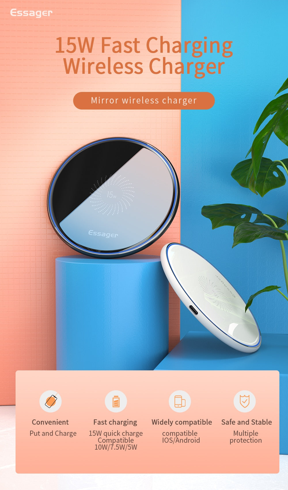 15W Wireless Charger Stand For iPhone and Samsung (Multi Options Available)