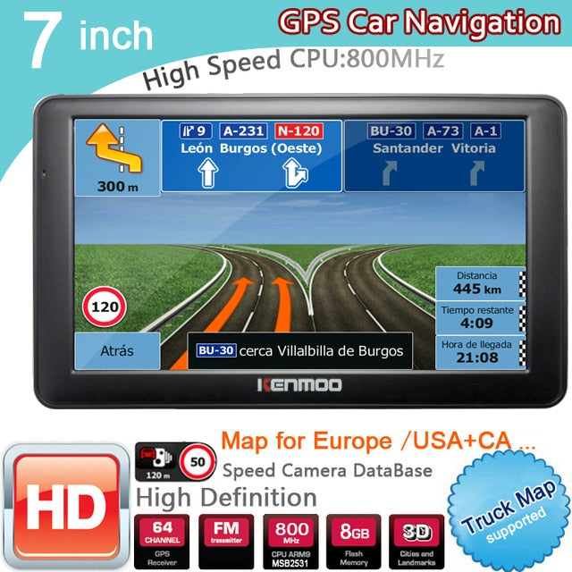 7 inch HD Car Navigator For Russia/Belarus Europe/USA+Canada