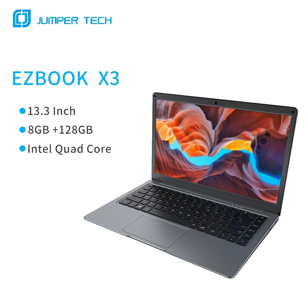Jumper EZbook X3 Notebook 8GB 128GB 13.3 inch 1920*1080 IPS Screen Intel Celeron Quad Core Ultra Slim Win10 laptop 2.4G/5G WiFi